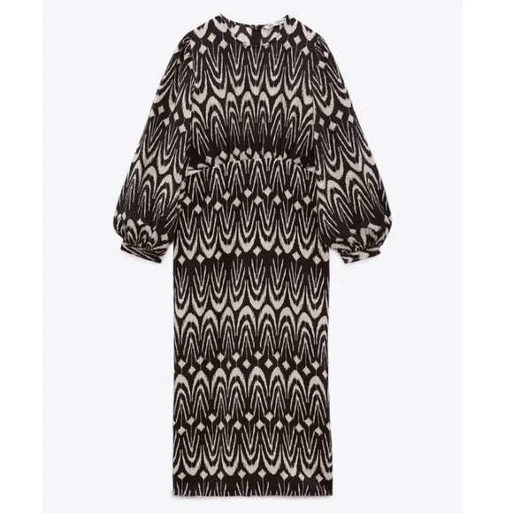 zara cut out printed dress ZARA SIZE L WOMAN CUT OUT BLUE AND WHITE PRINTED MIDI DRESS REF 2157/068 NWT